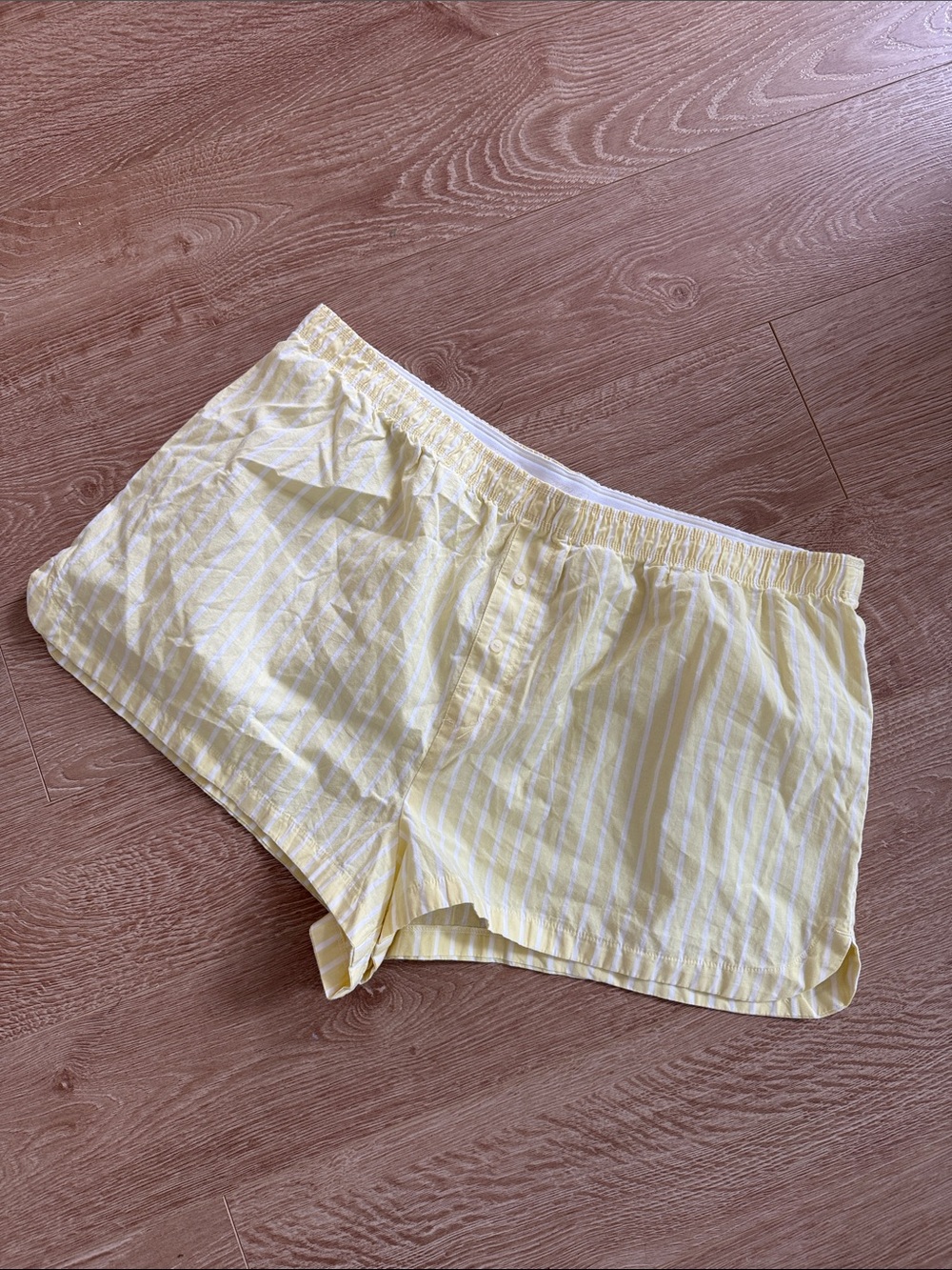 PINK Victoria's Secret Yellow and White Striped Cotton Shorts